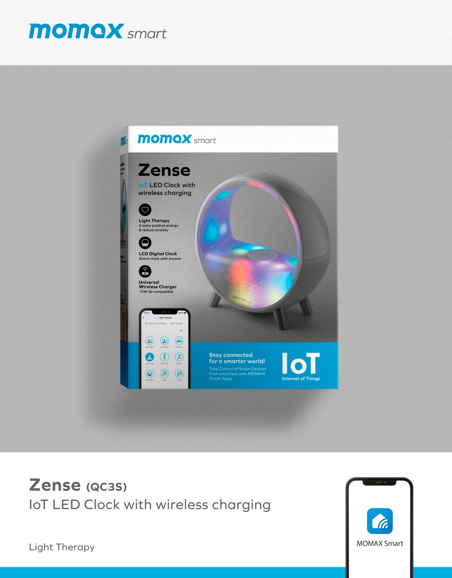 Zense IoT智能氣氛燈連無線充電座 -- QC3