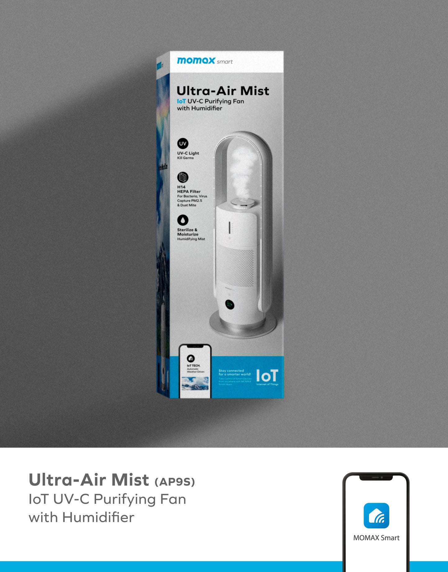 Ultra-Air Mist IoT智能紫外光空氣淨化加濕風扇 -- AP9S